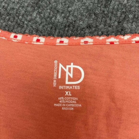 New Directions Intimates Pajama Top Womens XL Orange Geometric Long Sleeve New - Picture 6 of 9